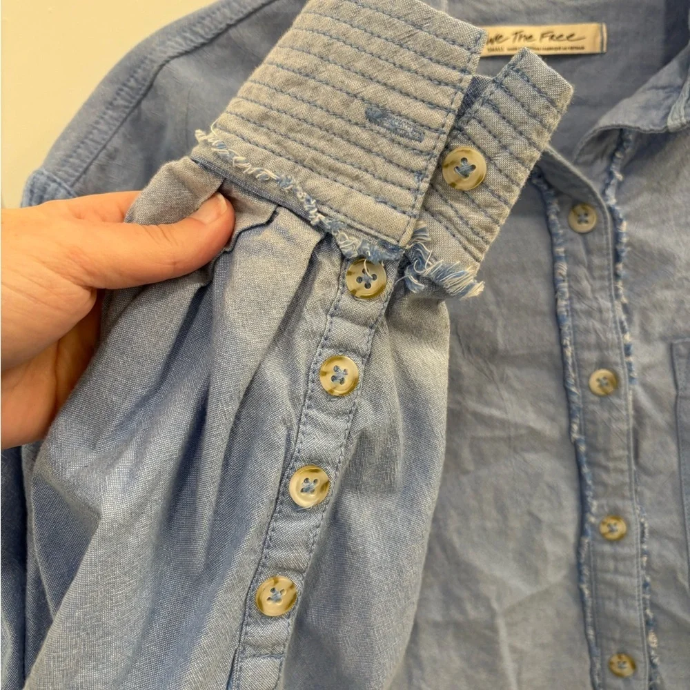 We The Free Cool and Clean Oversized Solid  Waffle Knit Button Down Size Small - Picture 11 of 16